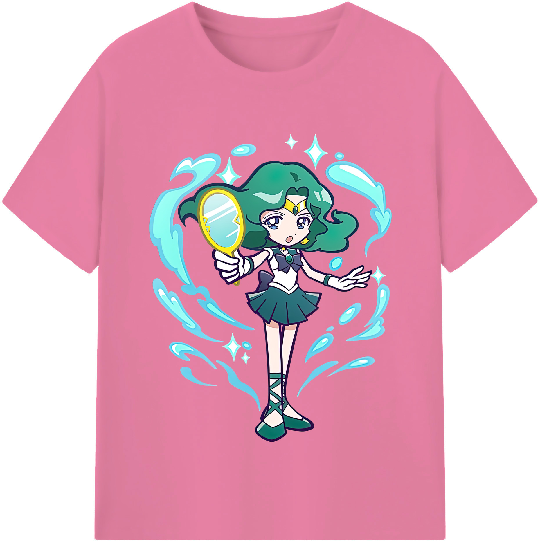 （画像用） 美少女戦士セーラームーン 海王 みちる（かいおう みちる） Sailor Moon Kaiou Michiru 綿100％半袖Tシャツ（フロントプリント）